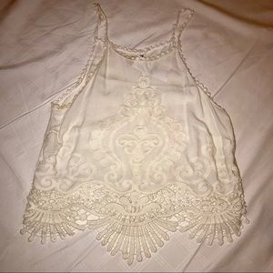 Tank top with crochet & embroidery details